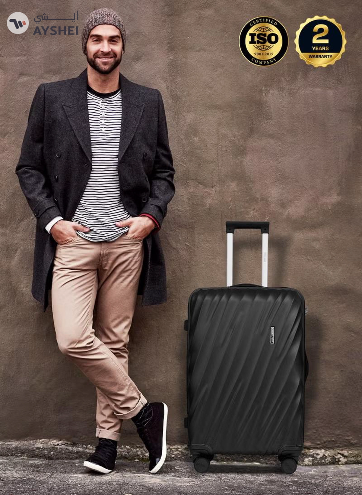 PARAJOHN Swirl Series 3 Pcs ABS Luggage Trolley Set - Black-4-4