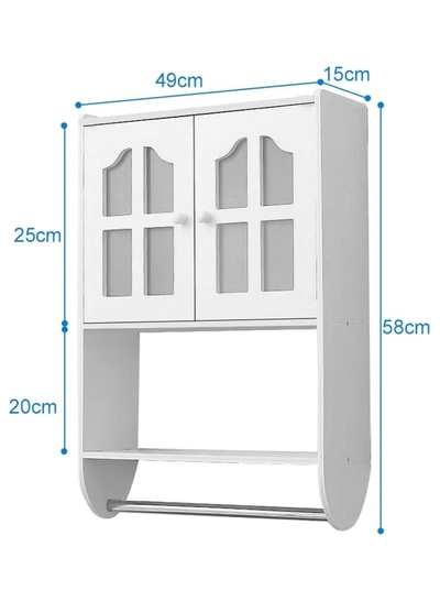 Eworld Versatile PVC Wall Bathroom Cabinet, Space-saving double-door Storage -1