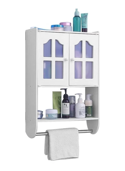 Eworld Versatile PVC Wall Bathroom Cabinet, Space-saving double-door Storage -6