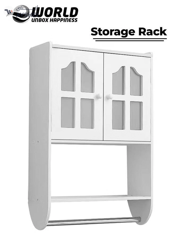 Eworld Versatile PVC Wall Bathroom Cabinet, Space-saving double-door Storage 