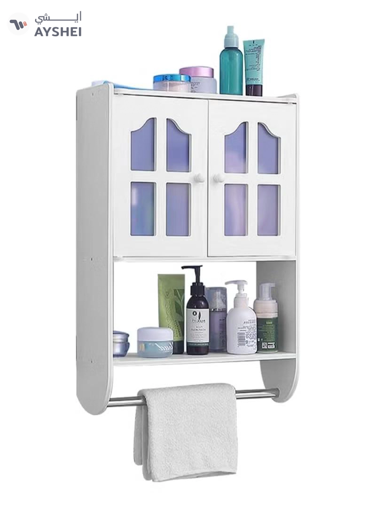 Eworld Versatile PVC Wall Bathroom Cabinet, Space-saving double-door Storage -6-6