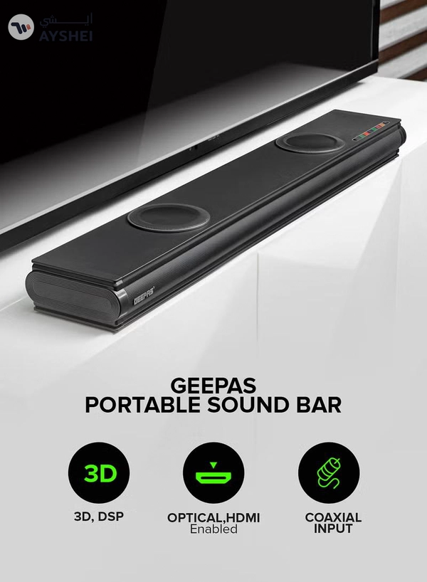 GEEPAS Portable Sound bar System GMS11152 Black