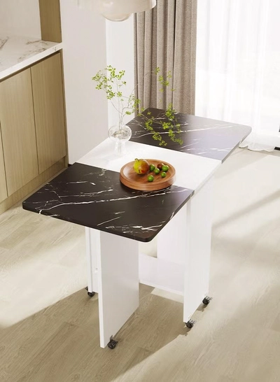 DubaiGallery 6 People Modern Folding Dining Table by 6 Wheels, 0.7 Inches Thick Table Top Movable Kitchen Table-4