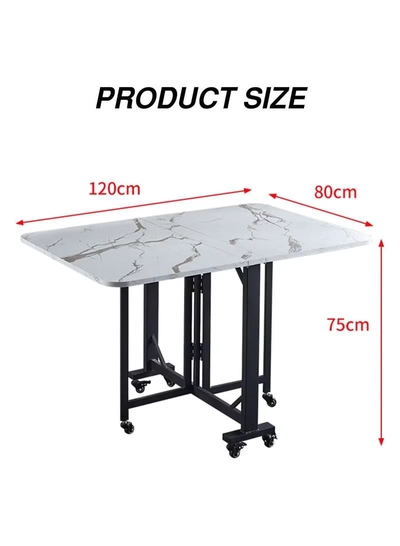 DubaiGallery 6 People Modern Folding Dining Table by 6 Wheels, 0.7 Inches Thick Table Top Movable Kitchen Table-2