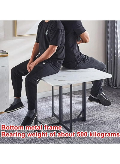 DubaiGallery 6 People Modern Folding Dining Table by 6 Wheels, 0.7 Inches Thick Table Top Movable Kitchen Table-3