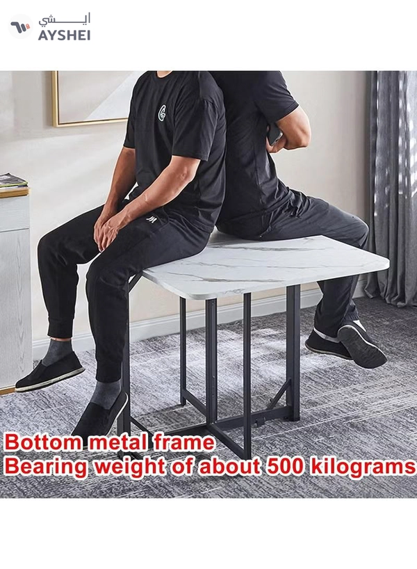 DubaiGallery 6 People Modern Folding Dining Table by 6 Wheels, 0.7 Inches Thick Table Top Movable Kitchen Table