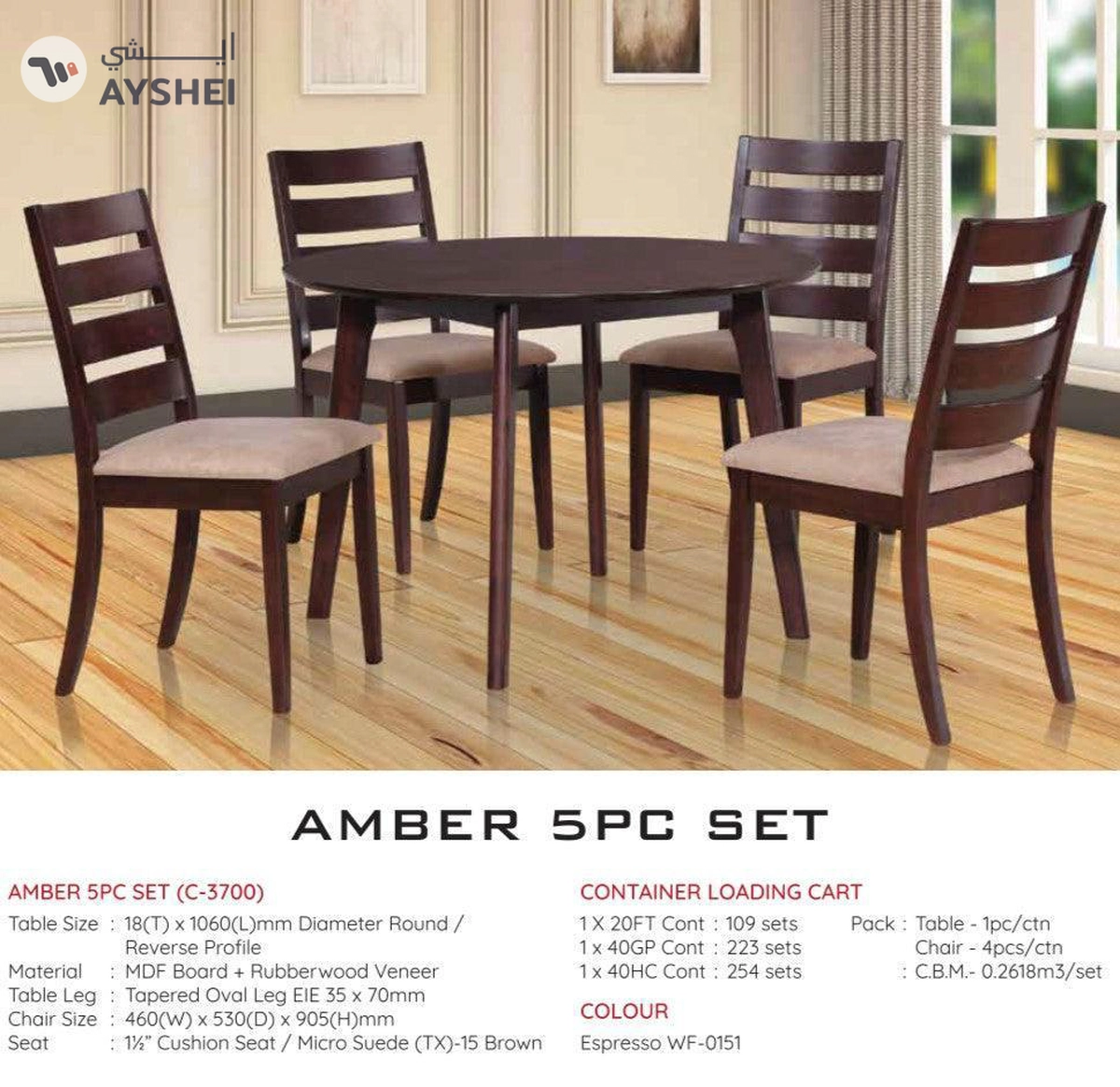 Amber Dining Set, 1 + 4 Chairs-1-1