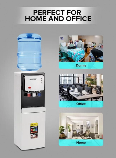 GEEPAS Hot and Cold Top Loded Water Dispenser| Stainless Steel Water Tank with Fast Cooling and 2 Taps, Hot and Cold| Low Noise and Environment Friendly, Perfect for Home, Shopping Malls, and Office GWD17019 white-3