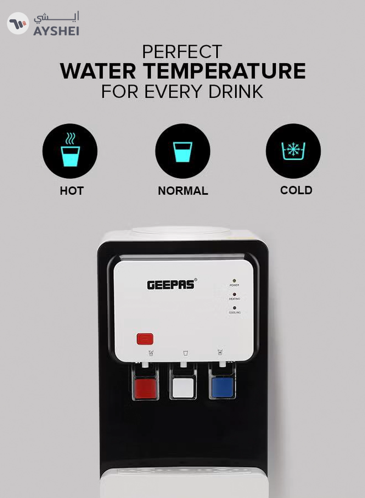 GEEPAS Hot and Cold Top Loded Water Dispenser| Stainless Steel Water Tank with Fast Cooling and 2 Taps, Hot and Cold| Low Noise and Environment Friendly, Perfect for Home, Shopping Malls, and Office GWD17019 white-5-5