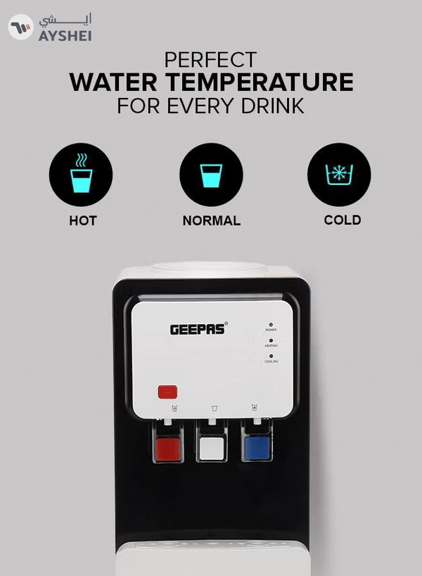GEEPAS Hot and Cold Top Loded Water Dispenser| Stainless Steel Water Tank with Fast Cooling and 2 Taps, Hot and Cold| Low Noise and Environment Friendly, Perfect for Home, Shopping Malls, and Office GWD17019 white