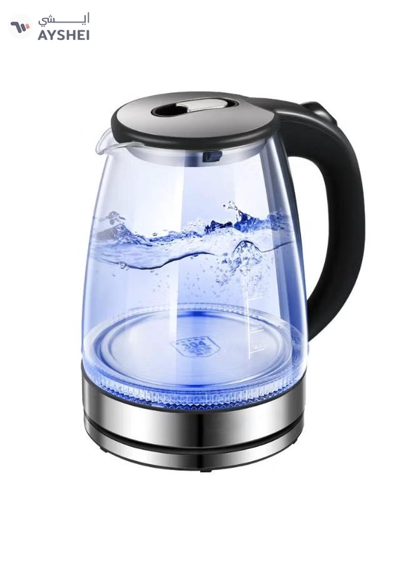 JIHAM Electric Glass Kettle 1.7L LED Light Fast Heating Water Boiler Auto Shut Off Boil Dry Protection Stainless Steel Base For Home Kitchen Tea Coffee Office Safe Reliable Daily Use