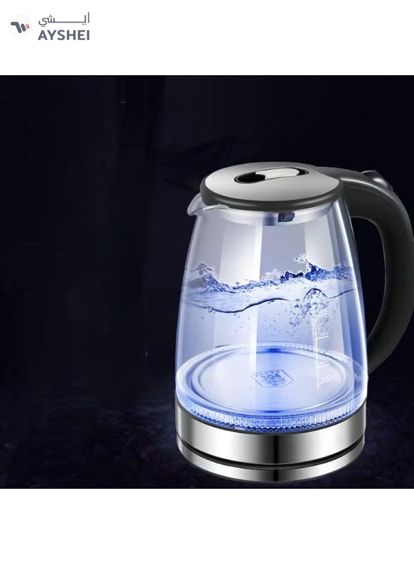 JIHAM Electric Glass Kettle 1.7L LED Light Fast Heating Water Boiler Auto Shut Off Boil Dry Protection Stainless Steel Base For Home Kitchen Tea Coffee Office Safe Reliable Daily Use