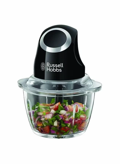 Russell Hobbs Desire Mini Chopper, One-Touch Operation, Dishwasher-Safe, Universal Steel Blades, 500ml Glass Bowl Included 200 W 24662 Black-0