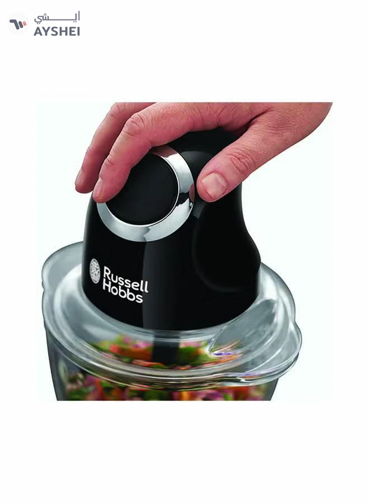 Russell Hobbs Desire Mini Chopper, One-Touch Operation, Dishwasher-Safe, Universal Steel Blades, 500ml Glass Bowl Included 200 W 24662 Black-6-6