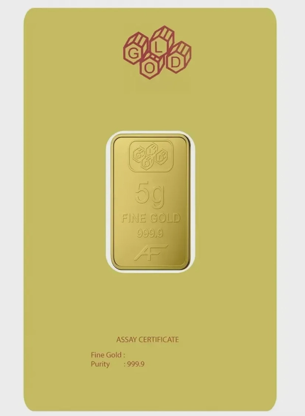 24K Gold Bar 5 gram Gold Bar Al Fardan UAE (999.9% Pure Gold) - Variable Design
