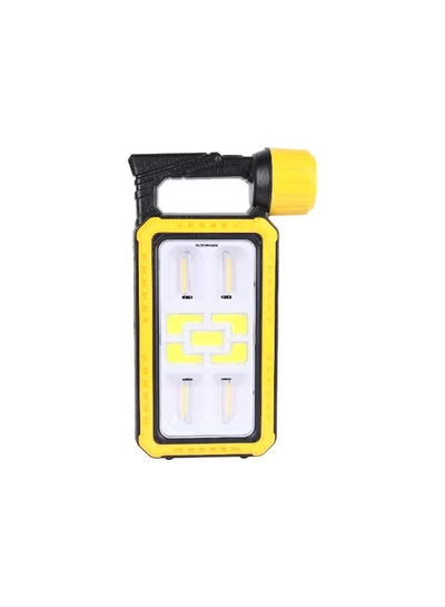Olsenmark LED Tungsten Light with Solar OME2875 | 3W LED, 5 COB, 4 Tungsten Lights + 1 COB External Light | 2400mAh Battery, Long-Lasting, Top Handle, USB & Solar Charging | Black & Yellow, 2-Year Warranty-4
