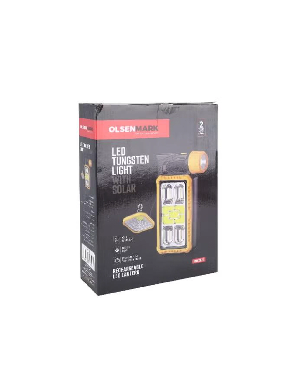 Olsenmark LED Tungsten Light with Solar OME2875 | 3W LED, 5 COB, 4 Tungsten Lights + 1 COB External Light | 2400mAh Battery, Long-Lasting, Top Handle, USB & Solar Charging | Black & Yellow, 2-Year Warranty-5-5