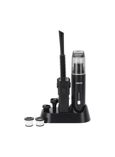 GEEPAS Handheld Car Vacuum Cleaner with HEPA Filter | 4 Versatile Modes Includes Long and Short Nozzles, Swimming Ring Nozzle, Suction Adapter, Charging Base, Combined Flat Brush and Extended Hose| Perfect for Cars, Furniture, Office Desks, Small Corners | 2 Years Warranty GVC19061UK Black-0