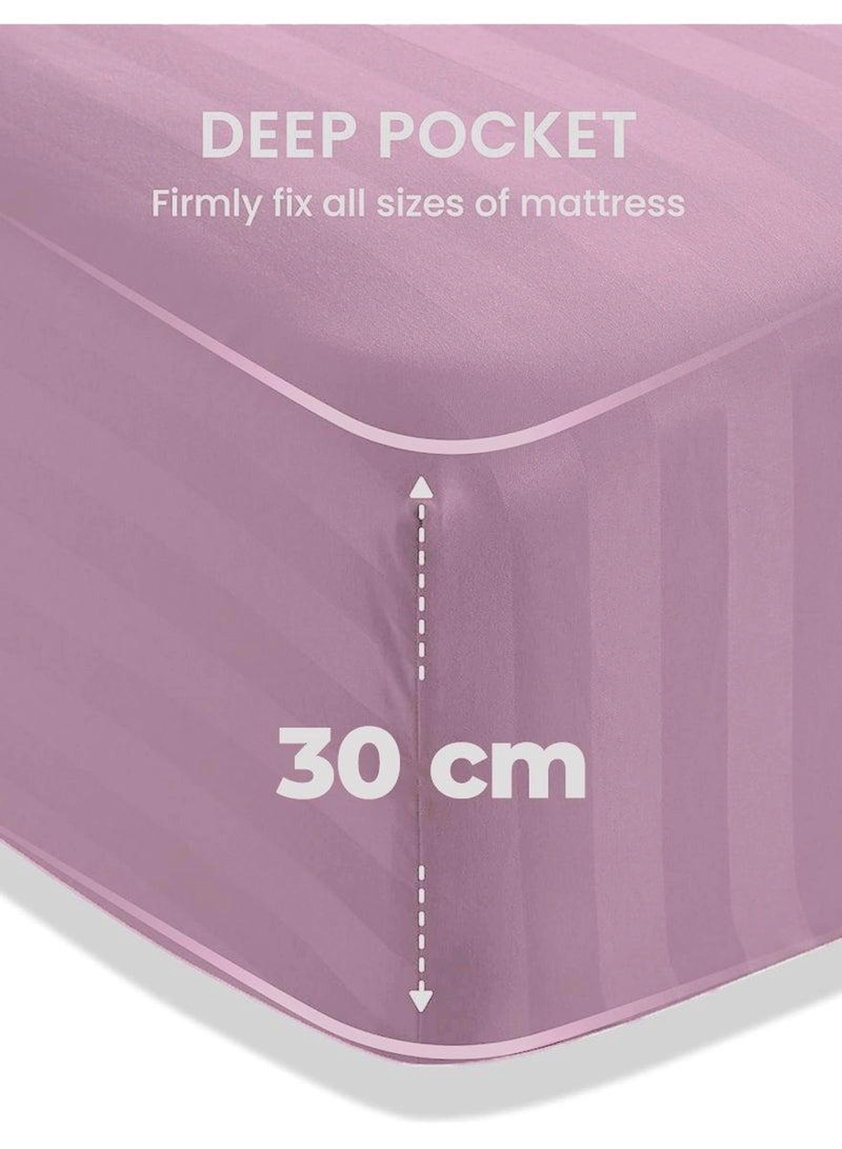 4-Piece Luxury Pink Striped Bedding Set Includes 1 Regular Bedsheet, 1 Fitted Bed Sheet, and 2 Pillow Cases for Ultimate Hotel-Inspired Sophistication in King, Queen and Single Sizes-1-1