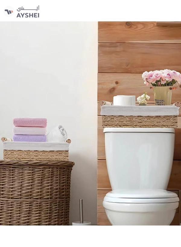 Eworld Set of 2 Rectangular Woven Storage Baskets with Washable Liners