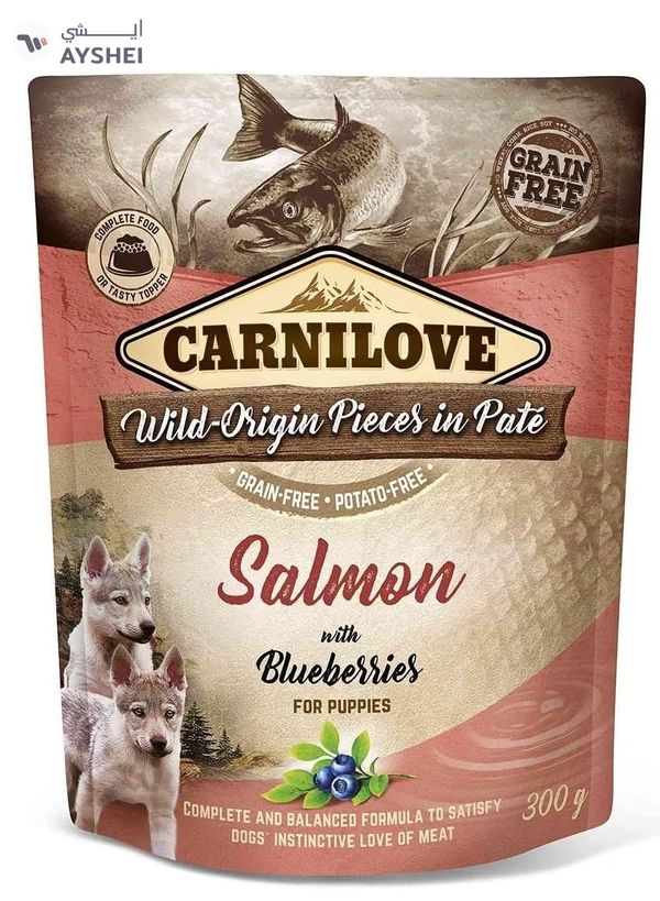 CARNILOVE Salmon with Blueberries for Puppies (Wet Food Pouches) 12x300g