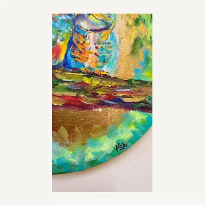 Original Painting: EMBRACE - 30 cm (Round Canvas)-2