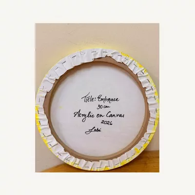 Original Painting: EMBRACE - 30 cm (Round Canvas)-3