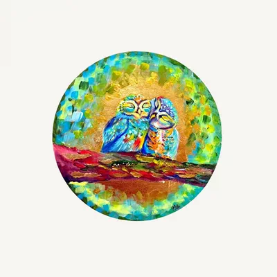 Original Painting: EMBRACE - 30 cm (Round Canvas)-0