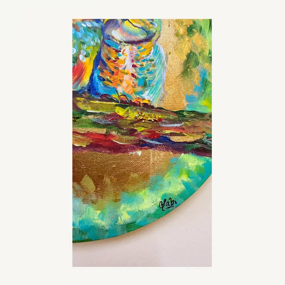 Original Painting: EMBRACE - 30 cm (Round Canvas)-2-2