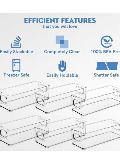 Eworld Sets of 6 Stackable Fridge Storage Bins Set, Organize Refrigerators, Freezers, Kitchen-5