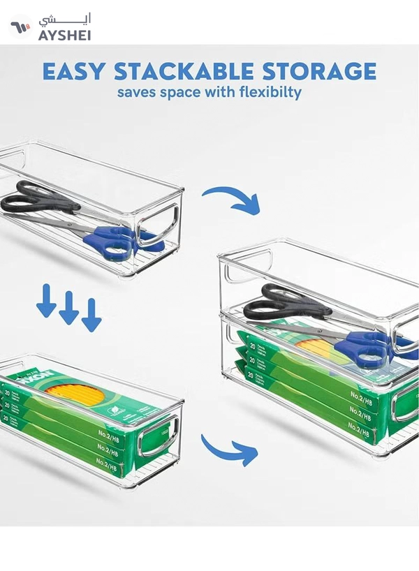 Eworld Sets of 6 Stackable Fridge Storage Bins Set, Organize Refrigerators, Freezers, Kitchen