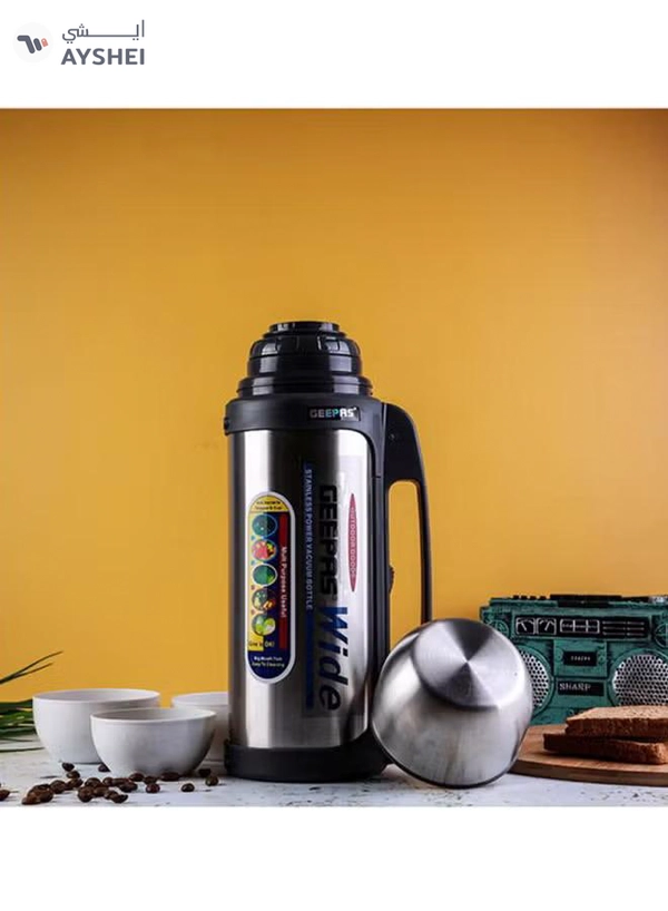 GEEPAS Thermos Flask Silver/Black