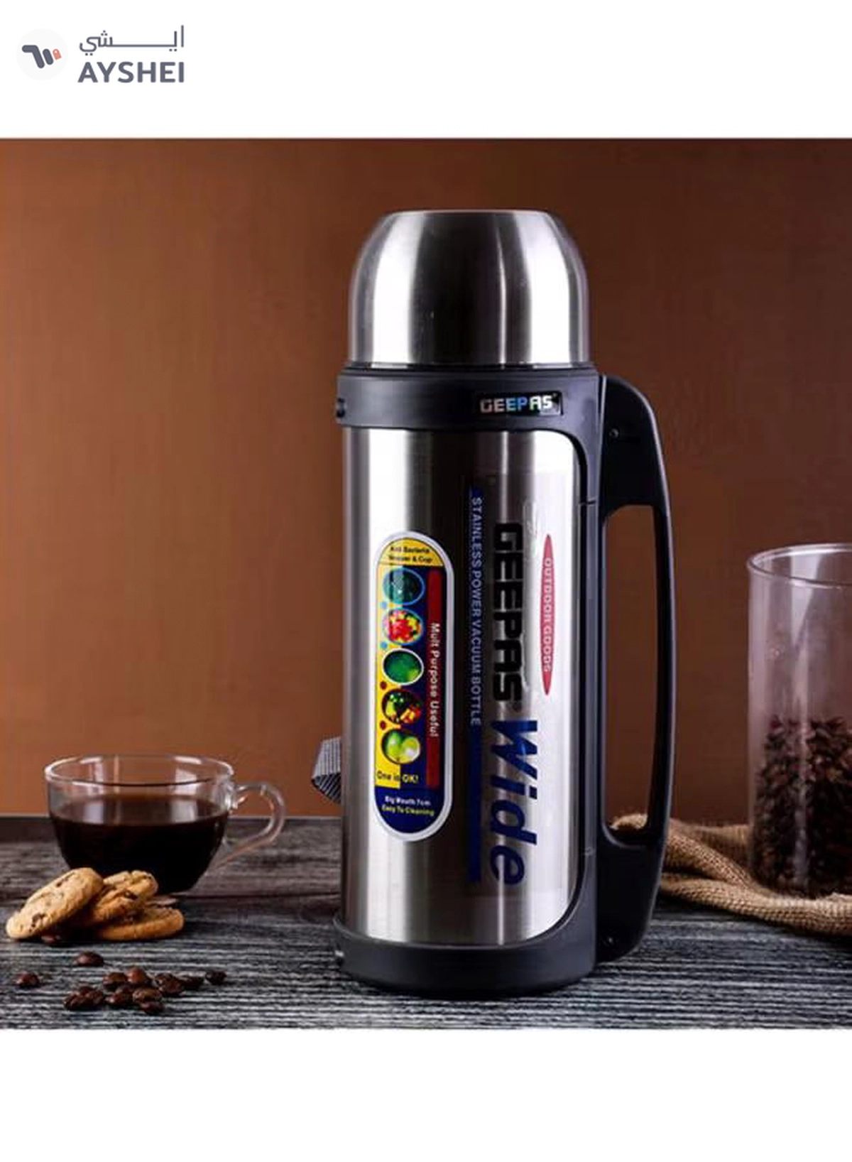 GEEPAS Thermos Flask Silver/Black-3-3