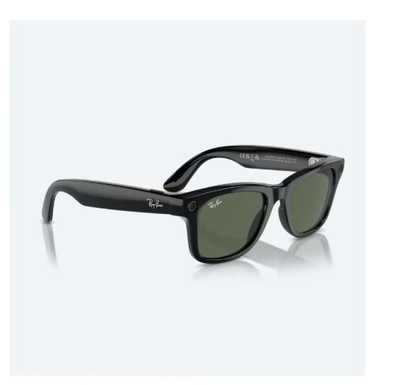 Meta RAY-BAN | META WAYFARER Shiny Black Frame G-15 Green Lenses-2