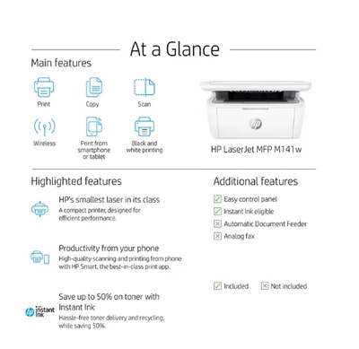 HP LaserJet MFP M141W Printer, Print/ Scan / Copy, Wireless Printing, Up to 20 ppm Print Speed-3