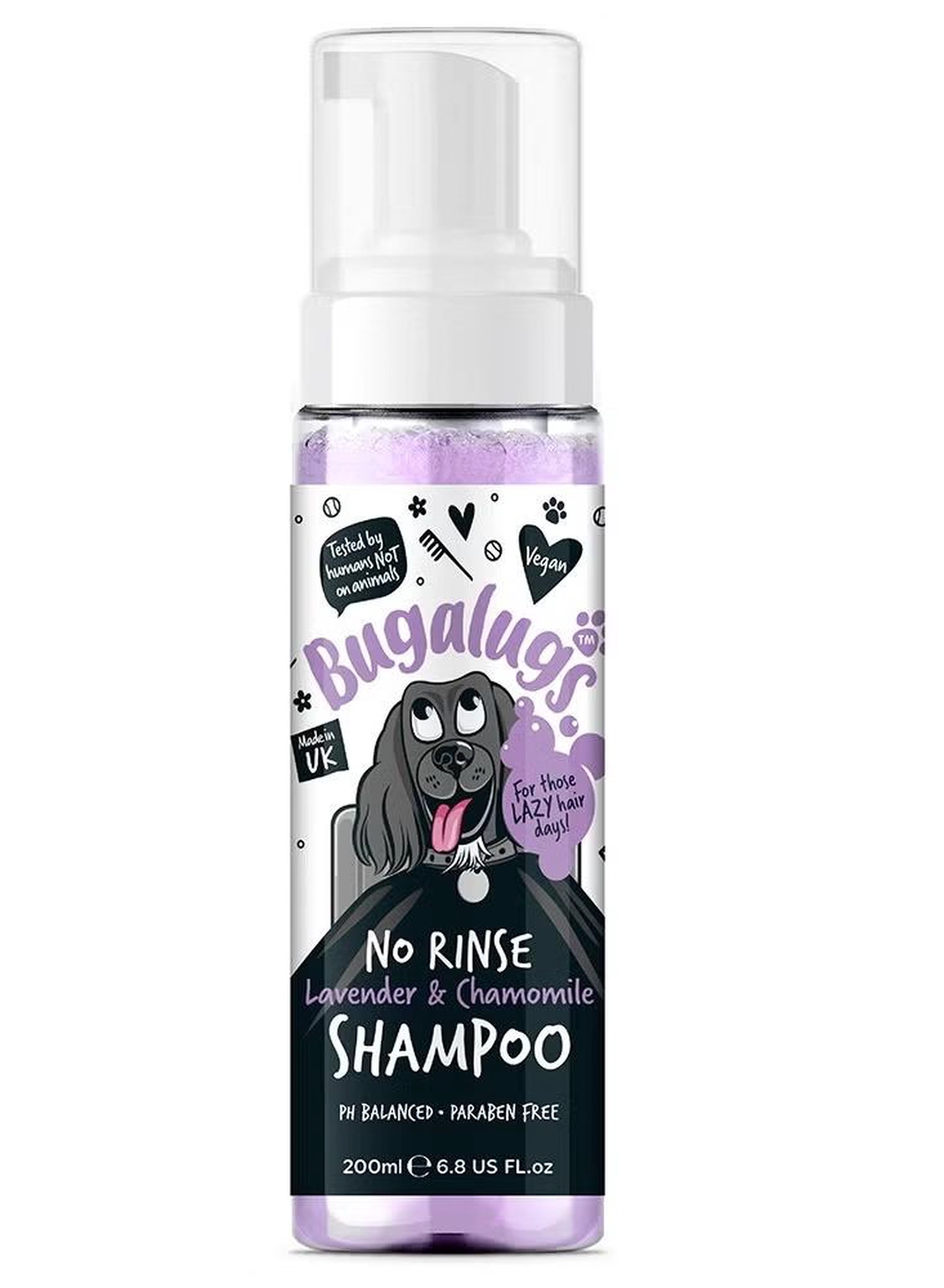 BUGALUGS Lavender And Chamomile No Rinse Dog Shampoo, 200ml