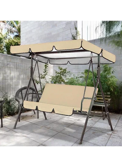 3 Seat Swing Chair, 3 Seater Garden Swing Seat Chair, Outdoor Swinging Chair 3 Seat Bench with Adjustable Canopy Removable Cushion for Patio Poolside Porch-0