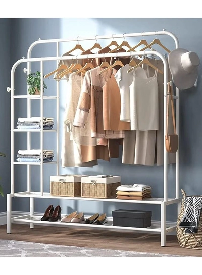 DubaiGallery Heavy Duty Double Clothes Rail Rack Hanging Garment Display Stand Open Wardrobe-0