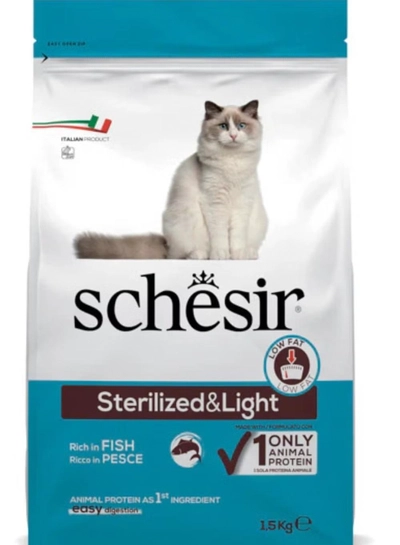 Schesir Cat Dry Food Sterilized & Light Fish 1.5kg-0