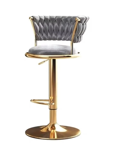 DubaiGallery Luxury bar Stool,Modern Round Adjustable Reception Chair, Gold Velvet Bar Chair, Kitchen high Dining Chair , Height Adjustable and 360° Swivel. Suitable for bar, Home, offce, Cafe-2
