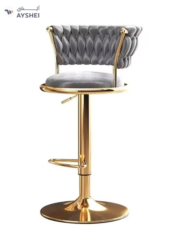 DubaiGallery Luxury bar Stool,Modern Round Adjustable Reception Chair, Gold Velvet Bar Chair, Kitchen high Dining Chair , Height Adjustable and 360° Swivel. Suitable for bar, Home, offce, Cafe