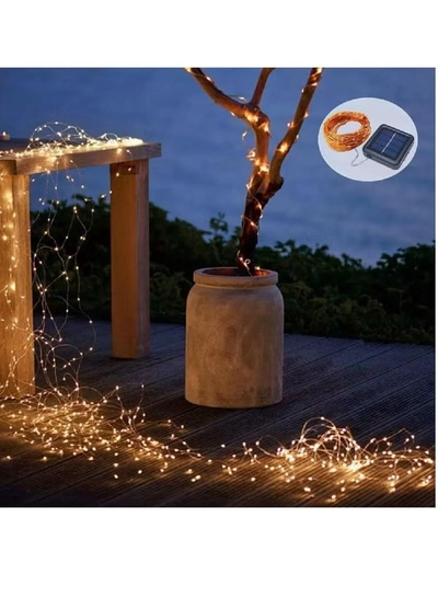 Yuwell Solar Powered Fairy String Lights Warm White 10 Meter 100 LED Light Waterproof Light Ramadan Light For Ramadan Decoration-3
