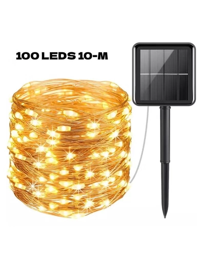 Yuwell Solar Powered Fairy String Lights Warm White 10 Meter 100 LED Light Waterproof Light Ramadan Light For Ramadan Decoration-1