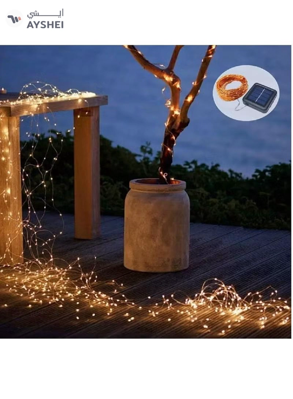 Yuwell Solar Powered Fairy String Lights Warm White 10 Meter 100 LED Light Waterproof Light Ramadan Light For Ramadan Decoration