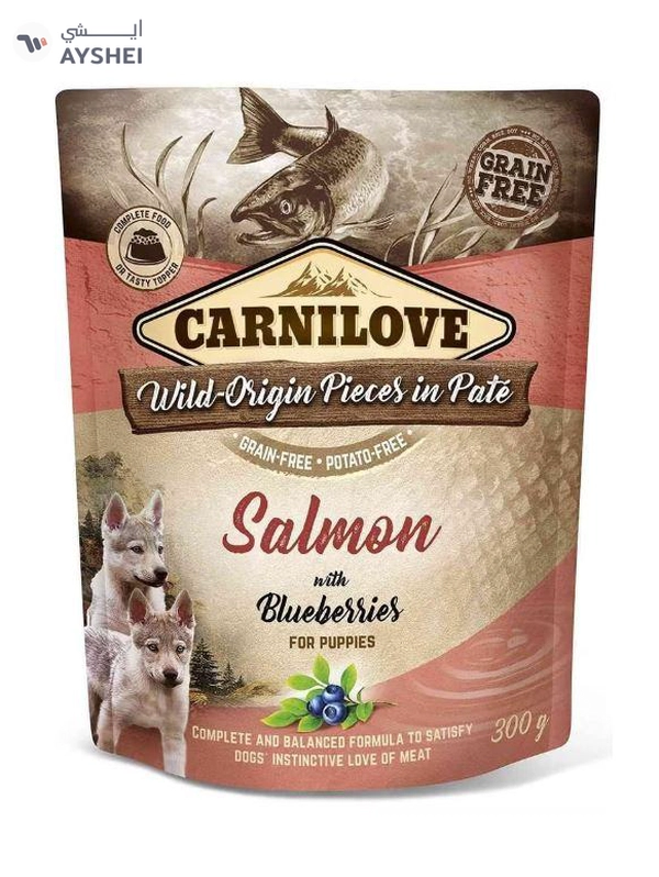 CARNILOVE Salmon with Blueberries for Puppies (Wet Food Pouches) 12x300g