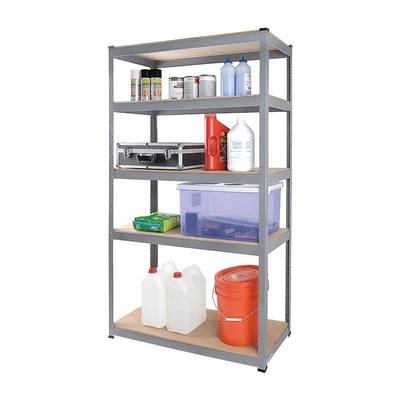 Tactix Storage Shelves 4 Tier Adjustable Garage Storage Shelving, Heavy Duty Utility Rack Shelf Unit For Warehouse Pantry Closet Kitchen, Grey/Brown Dimension: 76W X 30.5D X 152.5H Cm- 329103 Silver Vain 76 x 30.5 x 152.5cm-1