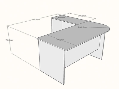 L shaped Executive Desk with Mobile Pedestal, Custom made-3