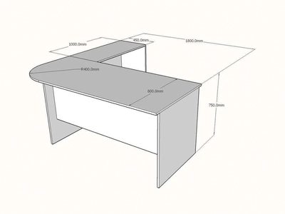 L shaped Executive Desk with Mobile Pedestal, Custom made-1