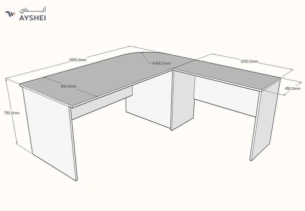 L shaped Executive Desk with Mobile Pedestal, Custom made