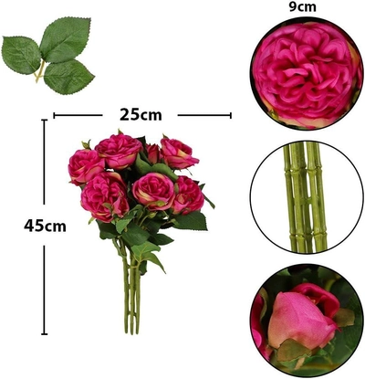 YATAI 7 Artificial Rose Flowers Bunch with Stem Real Looking Fake Roses with Stem-1
